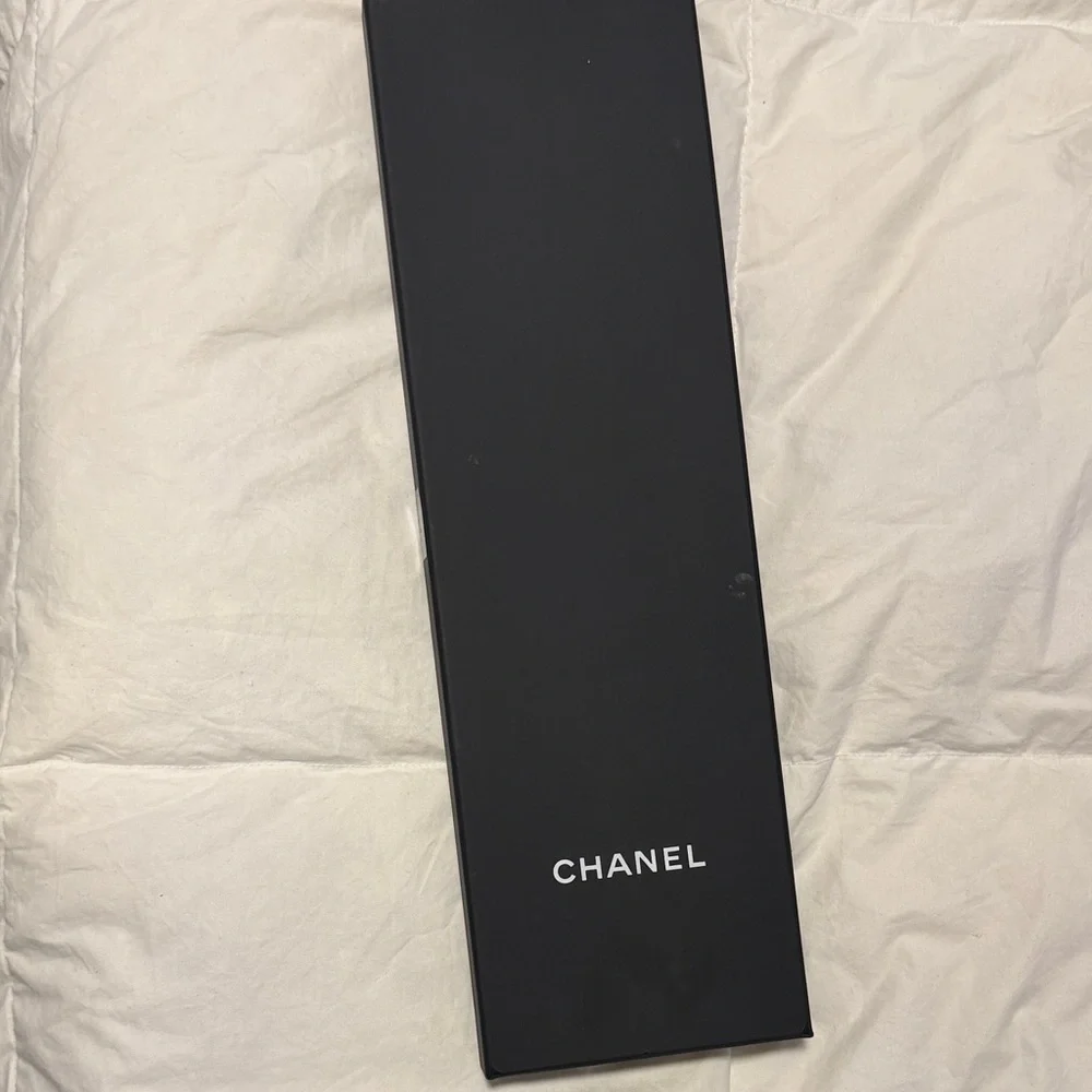 CHANEL Black and White Polka Dot Silk Twilly Scarf